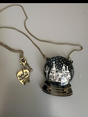 Tatty Devine Snow Globe Castle Pendant Necklace in Black and Gold